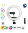 GloboStar® 75800 Professional Digital Ring Light Φ20cm LED SMD 20W 2000lm 180° DC 5V με Καλώδιο Τροφοδοσίας USB - Ενσωματωμένο Χειριστήριο Εναλλαγής Χρωμάτων & 1 Βάση Τηλεφώνου - Πολύχρωμο RGBW+WW Dimmable